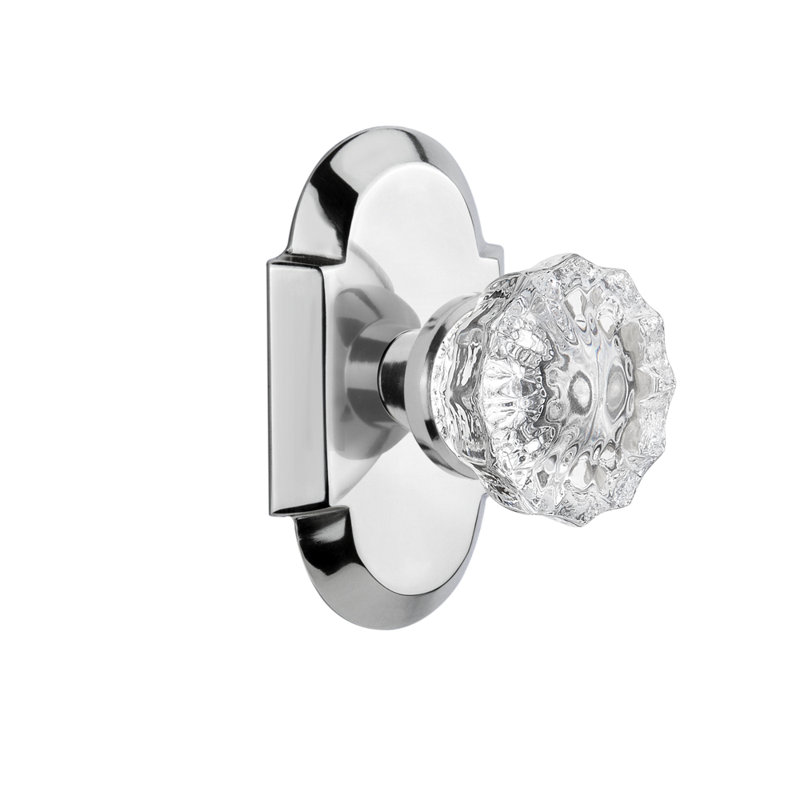 Plaque Cottage avec bouton de porte en cristal, Chrome brillant, 2.75"