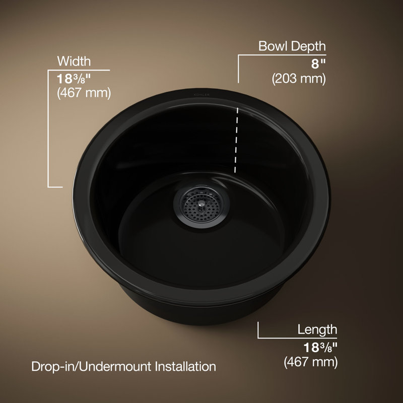 Porto Fino™ Top-Mount/Under-Mount Bar Sink, Black 