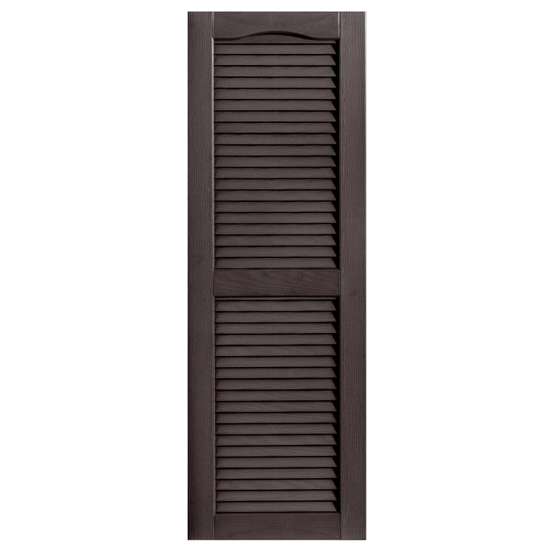 Paire de volets à persiennes cathédrale personnalisés ouverts, H 59 po x l 16 po x P 1 po, Chocolat