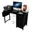 Bureau de 47,3 po avec bloc d'alimentation et 3 tiroirs en tissu. Grande poche latérale. Table d'écriture rectangulaire noire moderne pour le bureau. Structure en métal renforcé, patins réglables. Facile à assembler