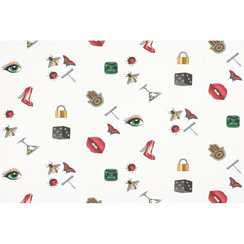 Abstract Area Rug in White, Rectangle 3' x 5'