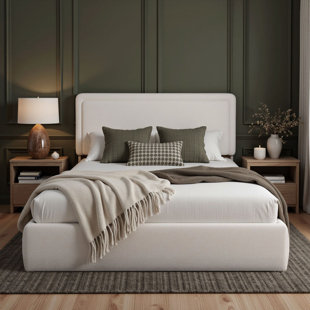 Boucle Bed Frame With Storage, Upholstered Headboard, Metal Bed Frame With Headboard, Hydraulic Storage System, No Box Spring Required