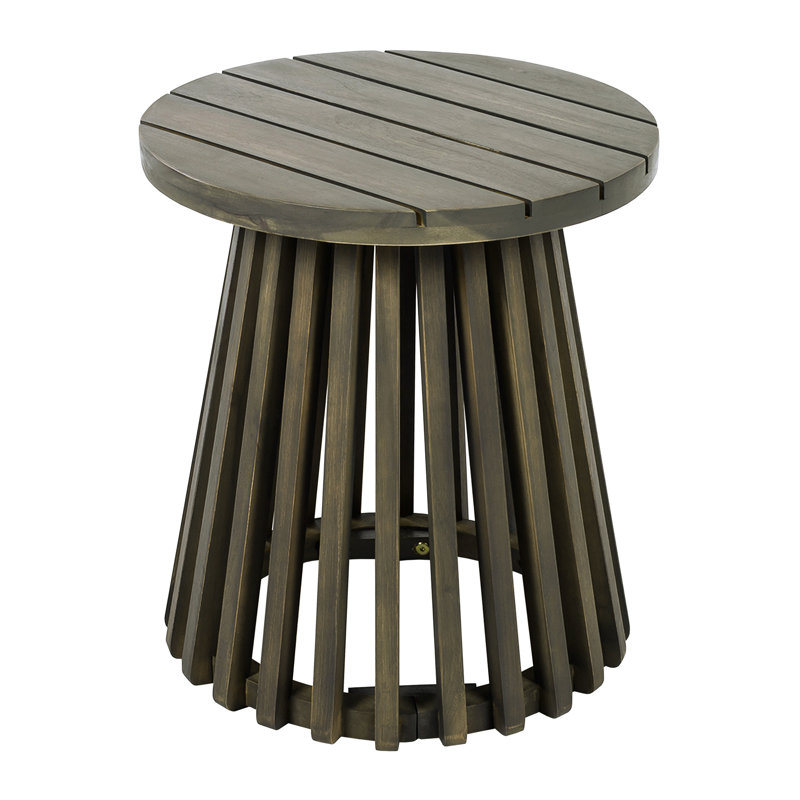Table basse en bois à finition grise pour cour et patio, surface de 16,05 pouces, peu d'entretien, emplacement polyvalent côté rustique moderne avec finition, largeur, amplement d'espace pour les collations