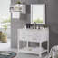 Meuble-lavabo Harrison de 36 po de largeur seulement, bois de pin massif, quincaillerie nickel, comprend 2 tiroirs à fermeture en douceur, hauteur réglable, design classique intemporel, idéal pour le rangement dans la salle de bain, blanc
