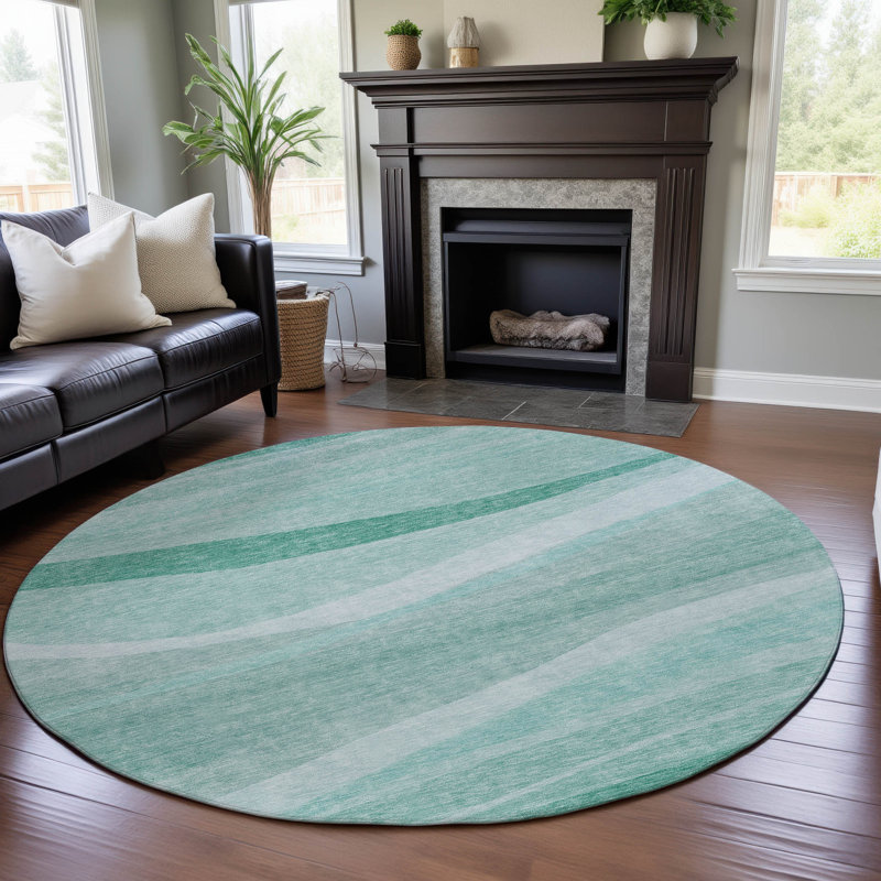 Premium Machine Washable Wayne AMF1099 Swirls Rug, Round 8'