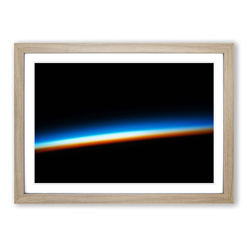 Sunrise Stripe in Abstract - Picture Frame Graphic Art Print, 48cm H x 65cm W x 2cm D, Oak Framed