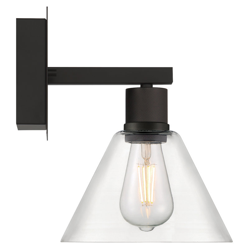 Port Nine Steel Armed Sconce, Matte Black