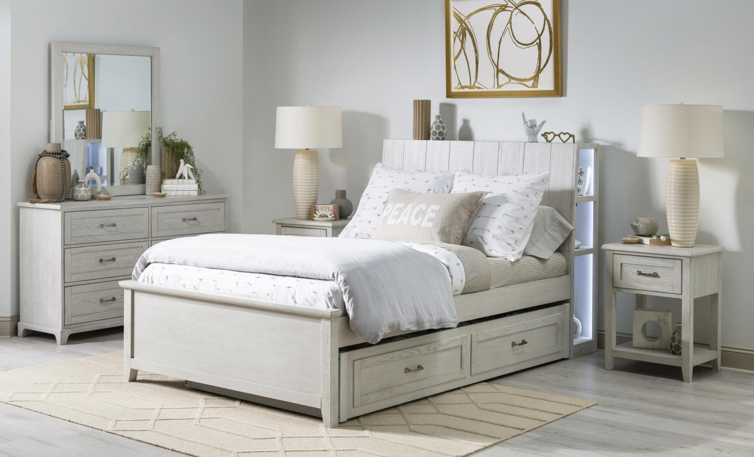 August Complete Bookcase Bed With LED Light, Twin