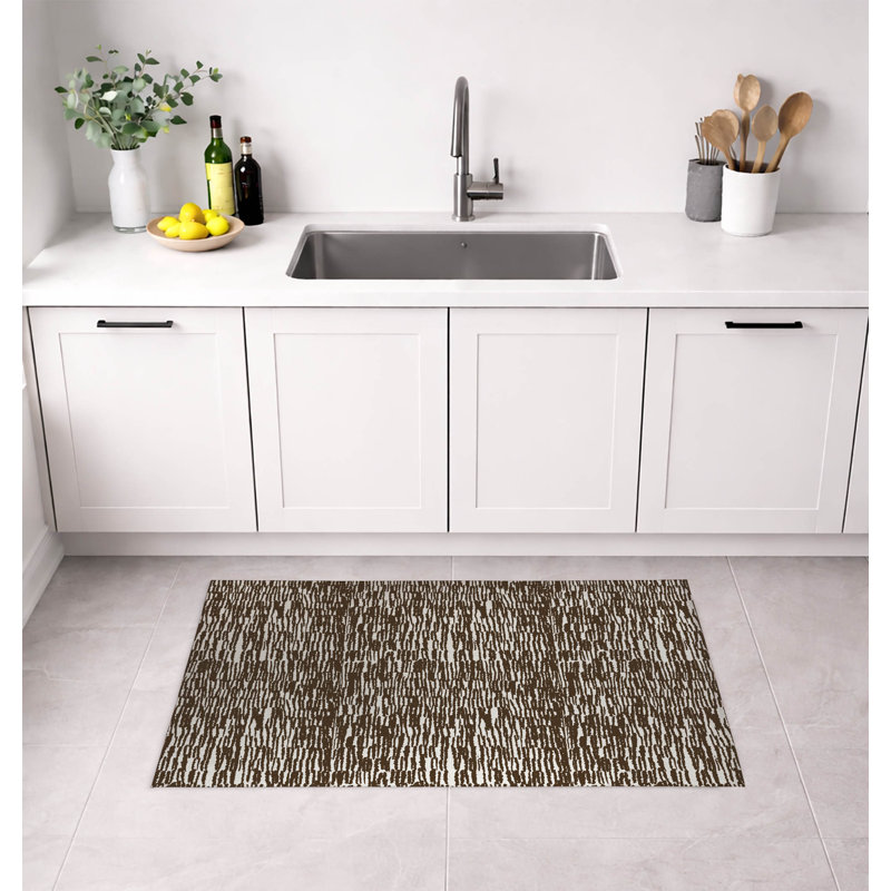 Tapis de cuisine Strands, Rectangle 3' x 5', Mocha Brown Geometric