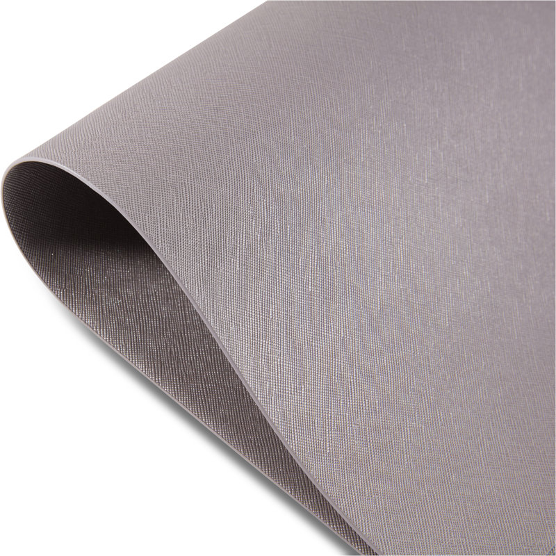 Manhasset Reversible Premium Saffiano Textured Vegan Leather 12" X 18" Placemats Set Of 4, Gris