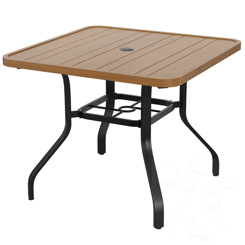 Square Patio Table With Umbrella Hole, Natural