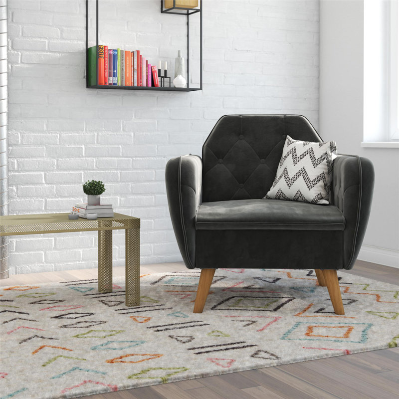 Velvet Armchair, Grey