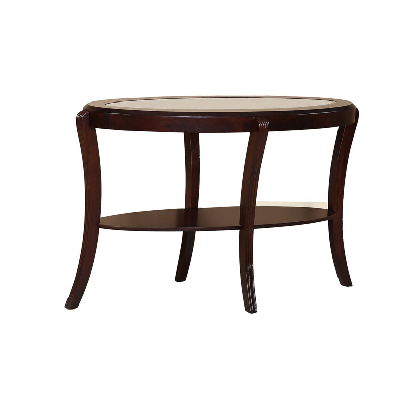 Console 1 pièce Espresso / Cerisier foncé Canapé traditionnel avec tablette de rangement en verre trempé de 5 mm