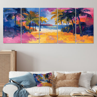 Green Yellow Palm Trees Tropical Oasis II - Palms & Palm Trees Canvas Art Set