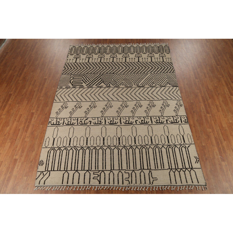 Tapis marocain en laine fabriqué à la main à motif treillis 9 x 12