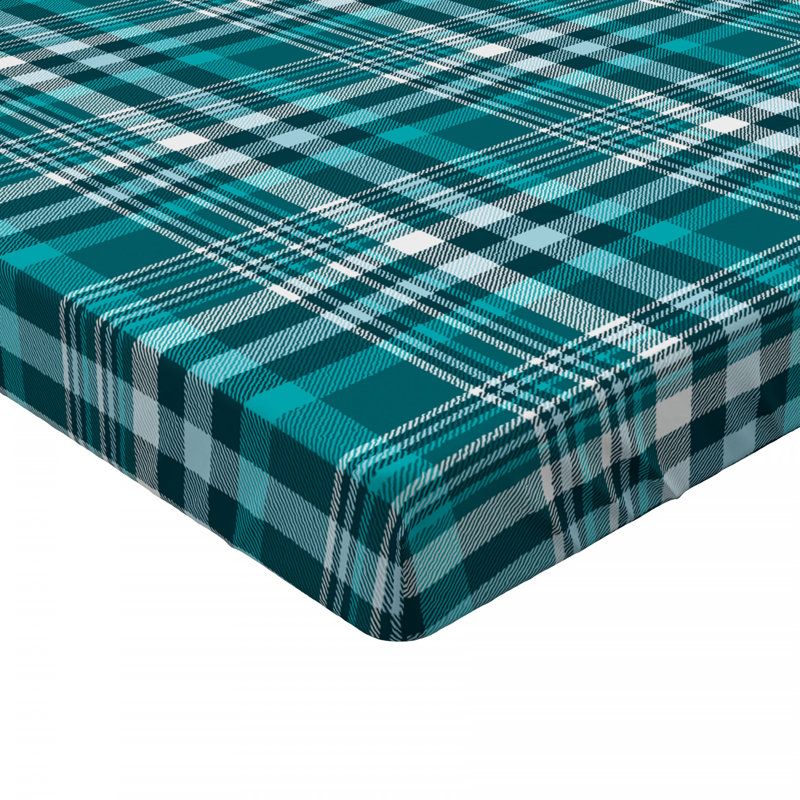 Microfiber Plaid Fitted Sheet, Twin Fitted Sheet, Plaid 2, Green/Black