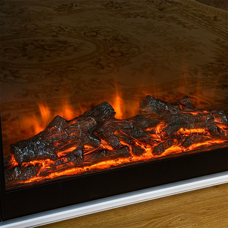 White Solid Wood Freestanding Fireplace