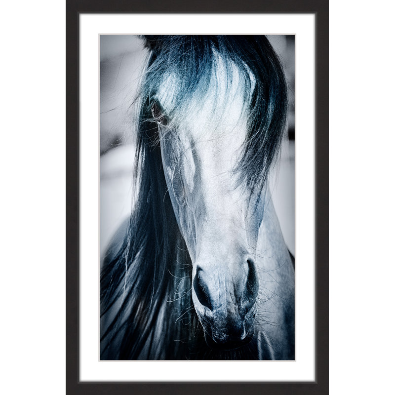 « blue cheval », reproduction d’art encadrée, H 36 po x l 24 po x P 1,5 po