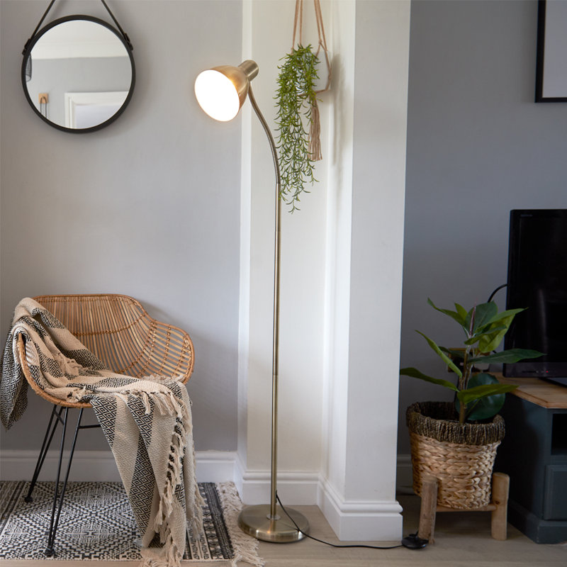 Netherby 156cm Arched Floor Lamp, Antique Brass, Not Included