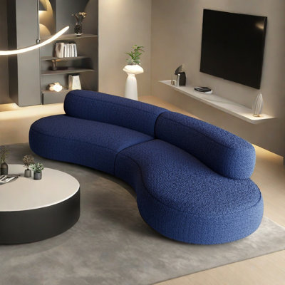 Modern Simple Curved Blue Sofa by Walkoly
