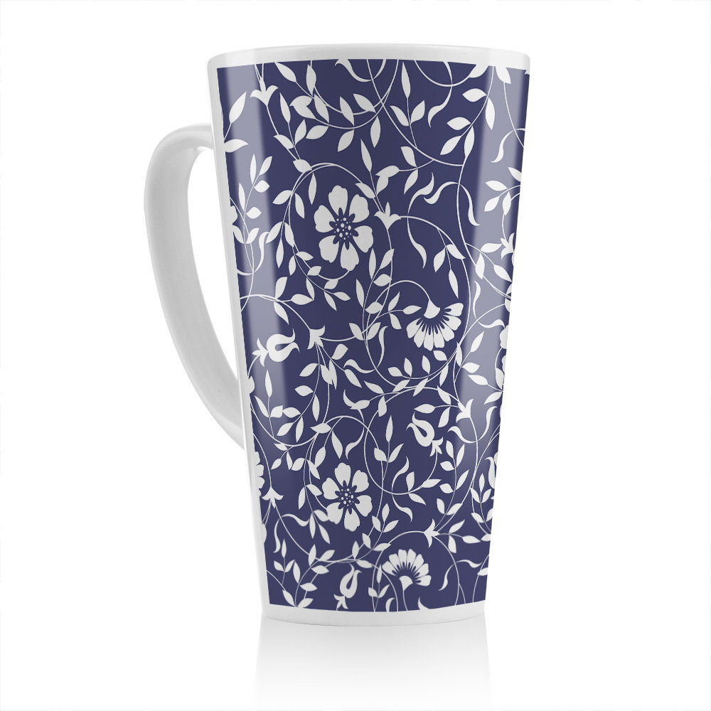 White Flowers On Latte Mug