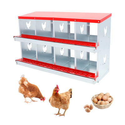 Boîtes de nidification pour poulets à 8 compartiments pour bacs de poulet, bacs en acier galvanisé avec couvercle