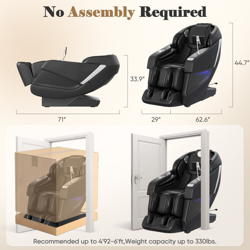 Zero Gravity Full Body Massage Chair, New SL Track, Support AI Voice Control of 6 Massage Modes, with Heating, LED Atmosphere Light and Control Display