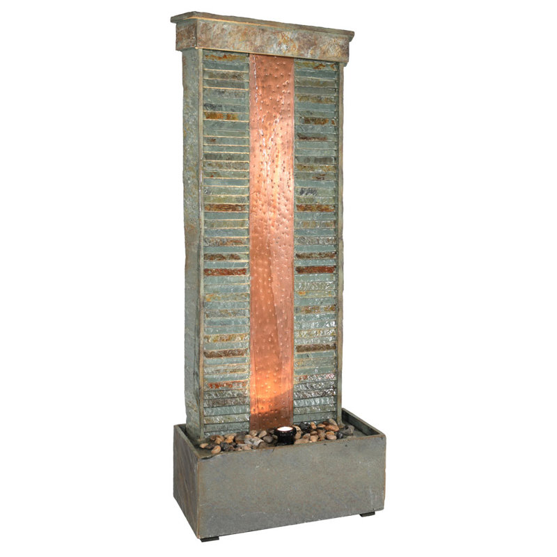 Outdoor Natural Stone Floor Fountain with Lights