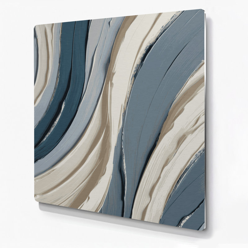 Art mural en métal gris ivoire DiagonalStripes, H 12 po x l 12 po