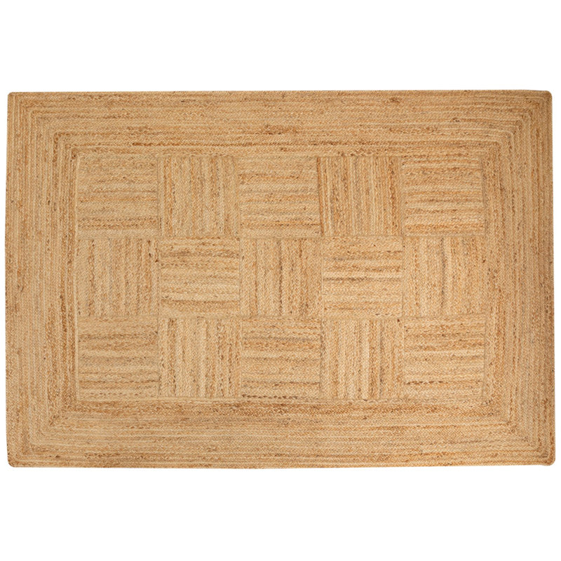 Alvertia Geometric Shapes Jute / Sisal Braided Area Rug, Rectangle 80 x 150cm