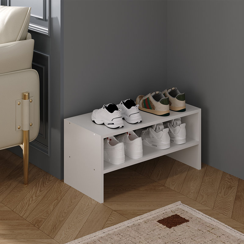 2 Tier Stackable Shoe Rack in White