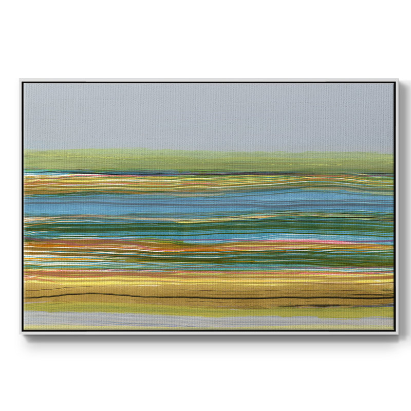 " Parallel Striae II ", 17" H  x 25" W  x  2" D, White Floater Framed Canvas, No