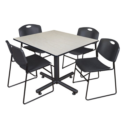Kobe Square Breakroom Table, 4 Zeng Stack Chairs