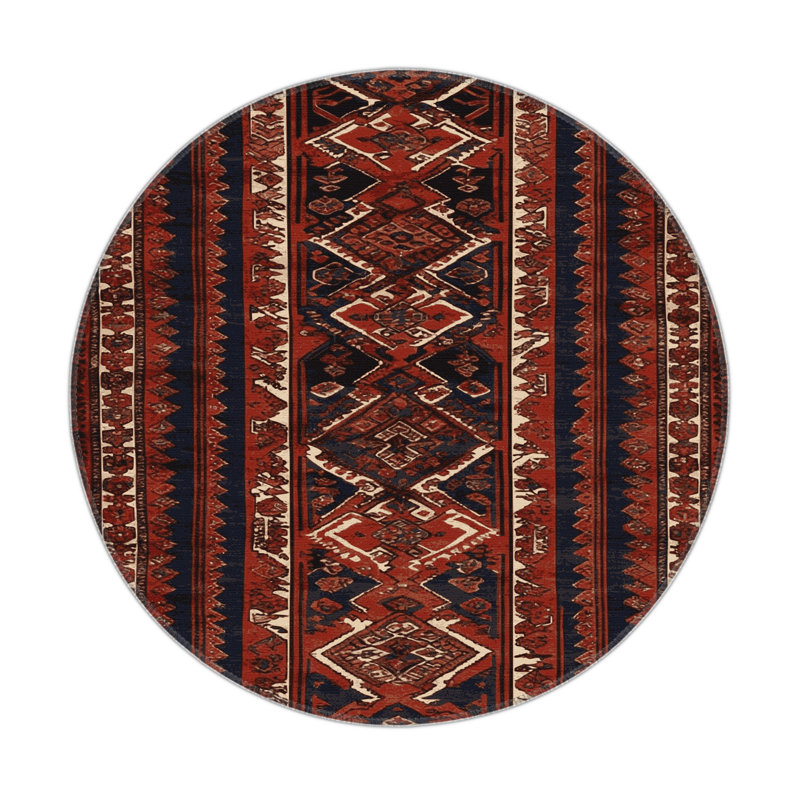 Turkish Brown Indoor and Outdoor Area Rug, Round 5'