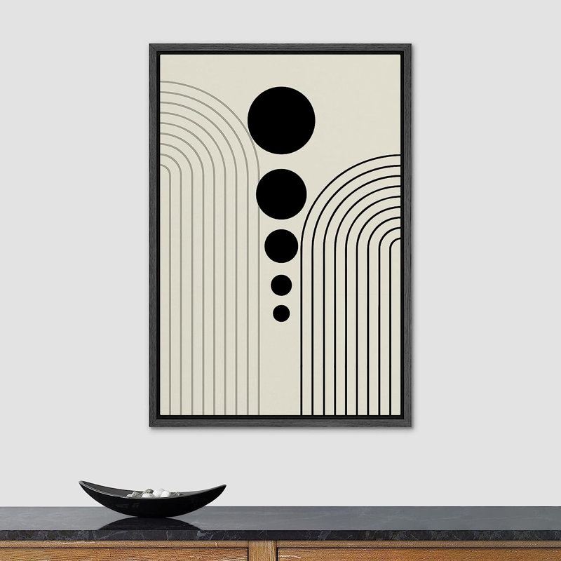 Signature, reproduction d'art sur toile, art mural bicolore à rayures géométriques, cercles foncés, formes abstraites, illustrations, art moderne bohème décoratif chic pour le salon, la chambre à coucher, le bureau