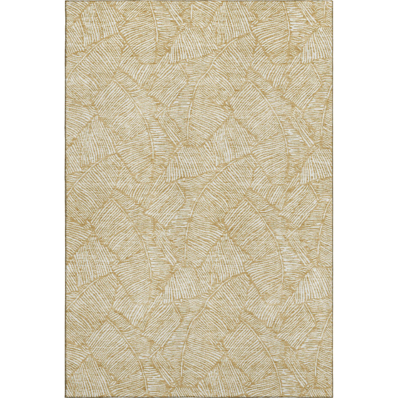 Premium Machine Washable Prisco Gold Rug, Rectangle 5' x 7'6"