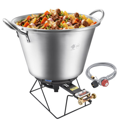Poêle au propane Arc d'extérieur, brûleur de wok au propane simple de 13 po, brûleur de wok portatif en fonte avec support robuste, anneaux de contrôle latéraux et régulateur réglable de 0 à 20 psi, tuyau en acier inoxydable