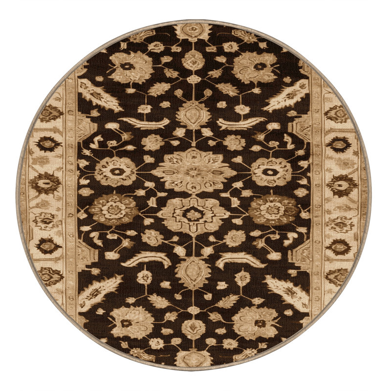 Tapis beige surteint lavable à la machine, Rond 7 pi