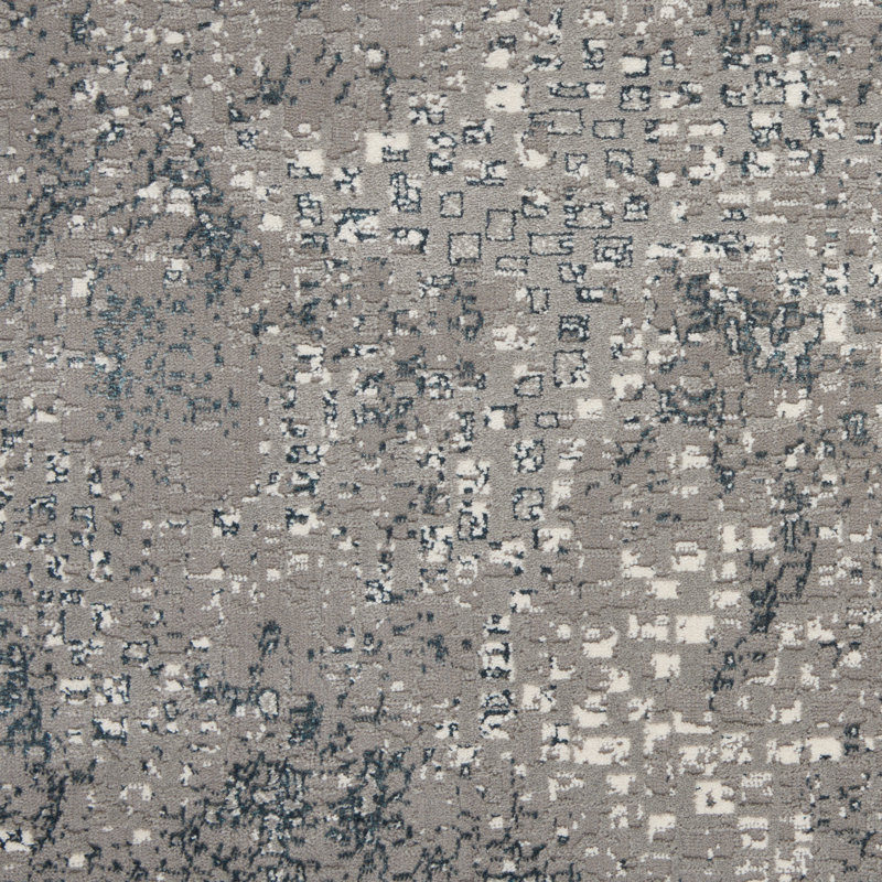 Uptown Abstract Area Rug in Gray/Ivory/Blue, Runner 2'2" x 7'6"