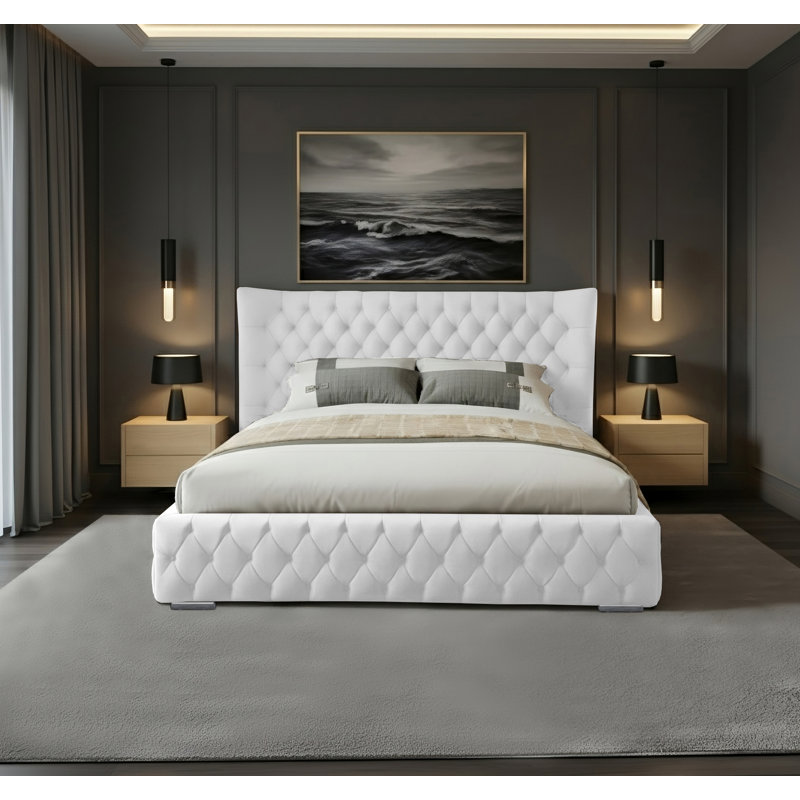 Achilleas Upholstered Bed, Double (4'6), White
