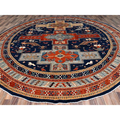 Xandra One-of-a-Kind 12' X 12' New Age Round Wool Area Rug Blue