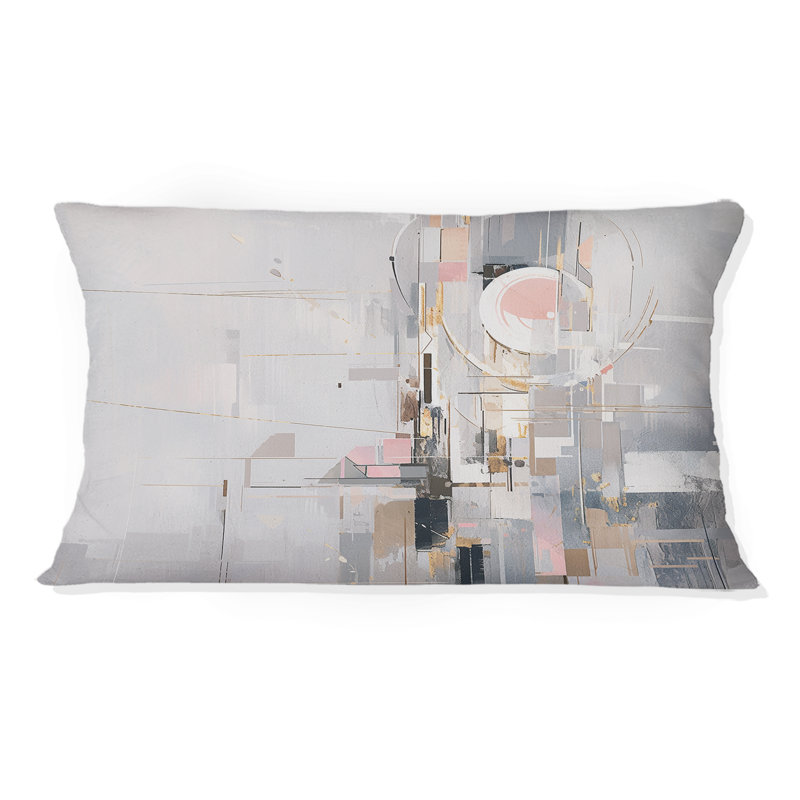 Coussin décoratif rose et gris avec mosaïque Echoes I