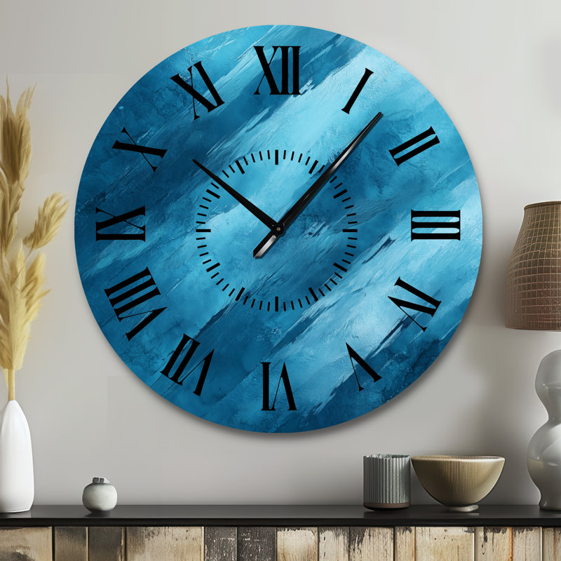 Aqua Rhythm Layers - Horloge murale contemporaine en métal, Grand