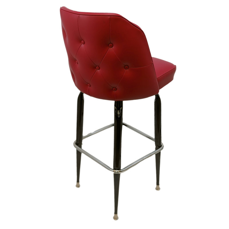 Tufted Button Upholstered Bucket Swivel Bar Stool, Dark Cherry