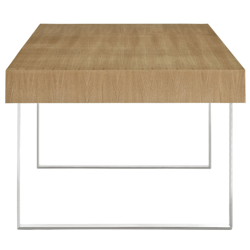 Ginny Natural Wood Desk with Stainless Steel Legs and Drawers