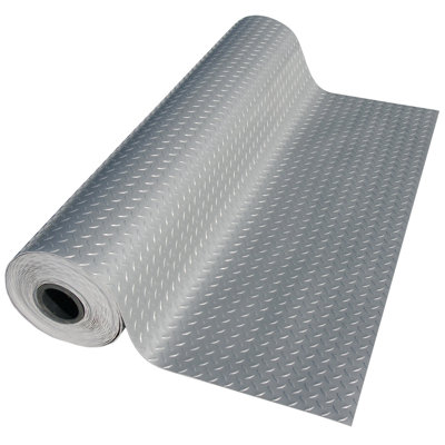Rouleau de plancher de garage métallique 4 pi x 8 pi «Diamond-Plate» métallique