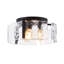 Industrial Modern 3-Light Rippled Glass Drum Semi-Flush Mount Ceiling Light-877074228