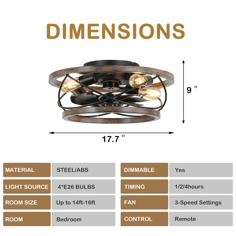 Joyace 18'' Ceiling Fan with Light Kit