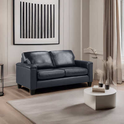 Deboer 63" Genuine Leather Square Arm Loveseat