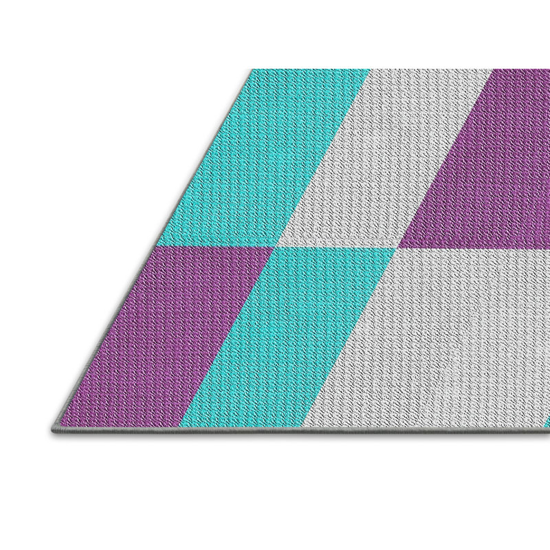 Tapis vert/mauve à motifs, Rectangle 5 pi x 7 pi